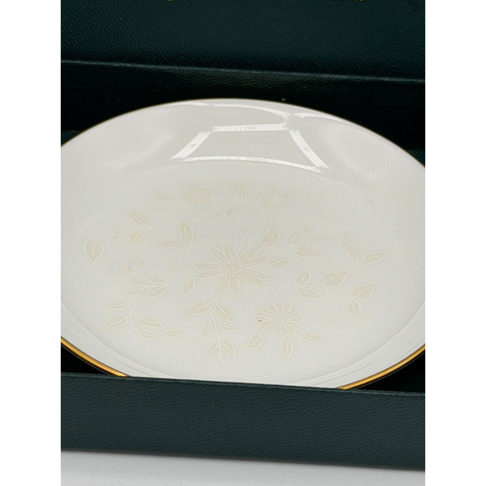 Minton "White Paisley" English Bone China Trinket Dish Gold Rim w/ Box - Picture 2 of 5